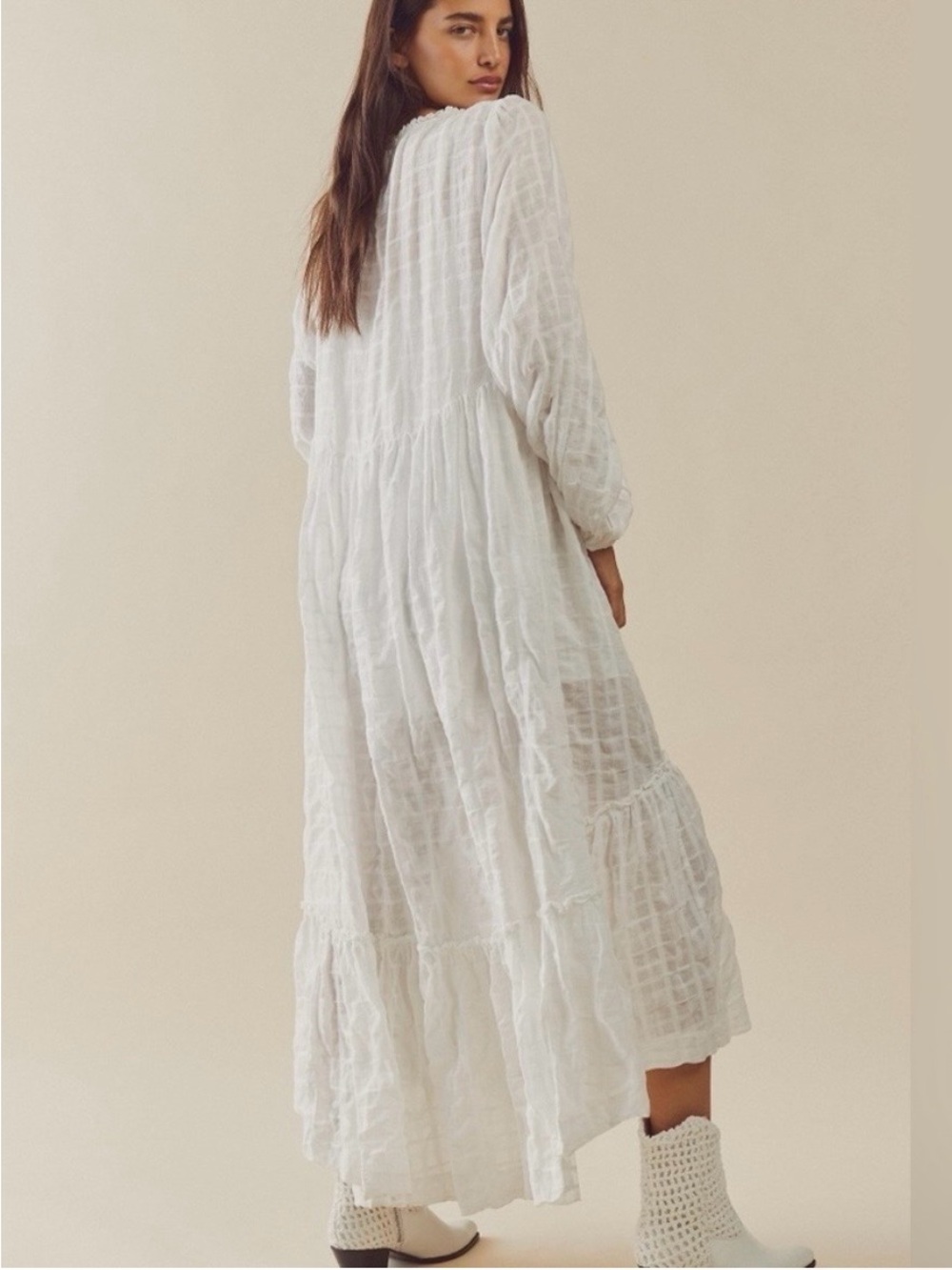 FREE PEOPLE Edie Maxi Dress White NWT Size Large - Picture 4 of 15